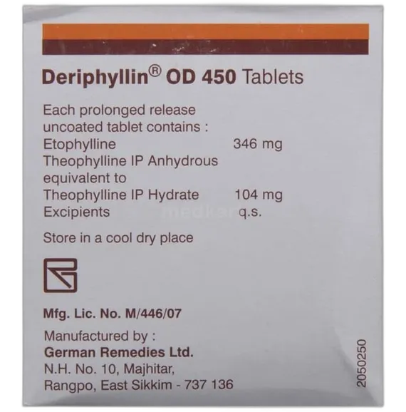 deriphyllin od 450mg tablet 10's